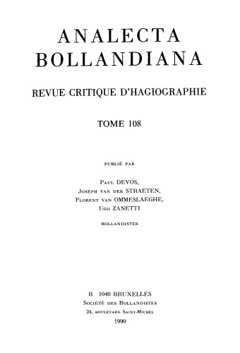 Analecta Bollandiana. Revue critique d’hagiographie