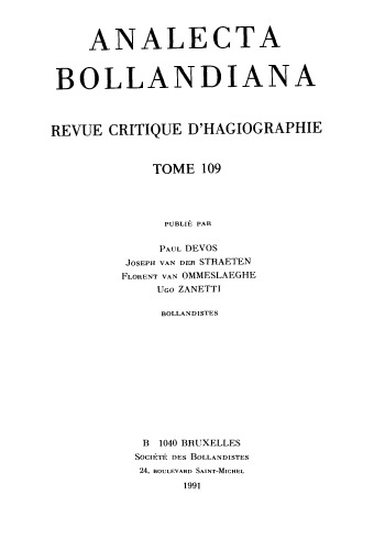 Analecta Bollandiana. Revue critique d’hagiographie