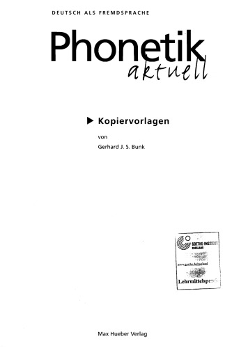 Phonetik aktuell. Deutsch als Fremdsprache. Kopiervorlagen