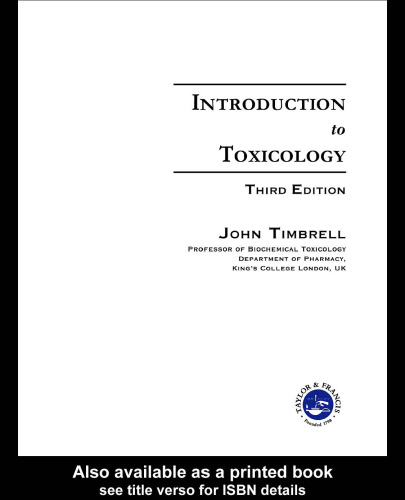 Introduction to Toxicology, Third Edition