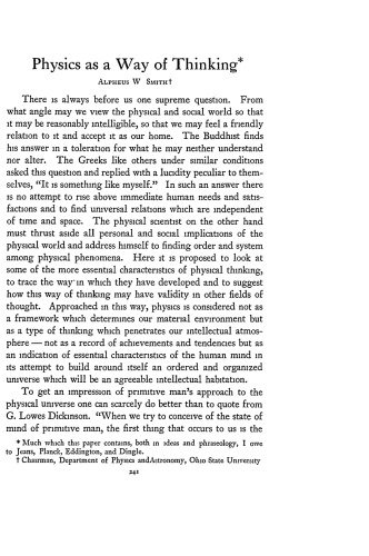 Physics as a Way of Thinking