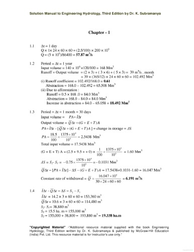 Solution Manual to Engineering Hydrology