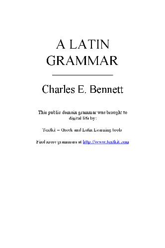 A Latin Grammar