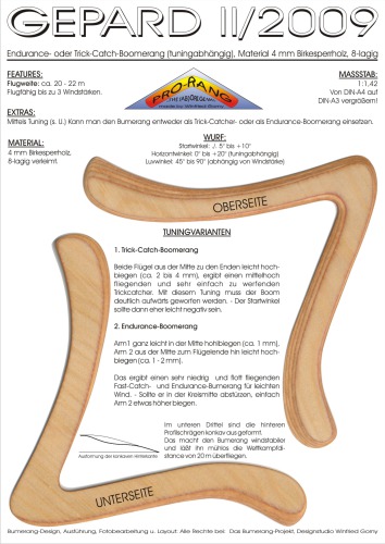 Gepard II Boomerang Bumerang Bauplan Plan Plans