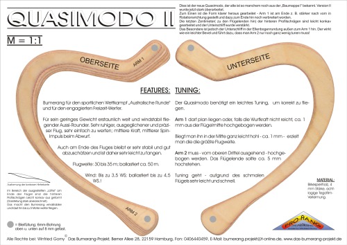 Quasimodo 2 Boomerang Bumerang Bauplan Plan Plans