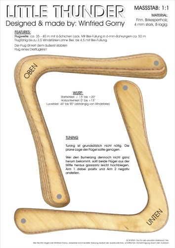 Little Thunder  Boomerang Bumerang Bauplan Plan Plans