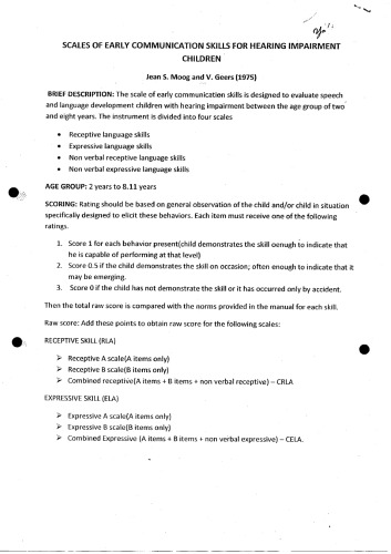 Scales Of Early Communication Skills For Hearing-Impaired Children (SECS)