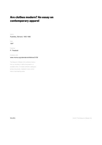 Are clothes modern? An essay on contemporary apparel