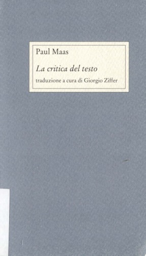 La critica del testo