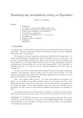 Transitivaj kaj netransitivaj verboj en Esperanto