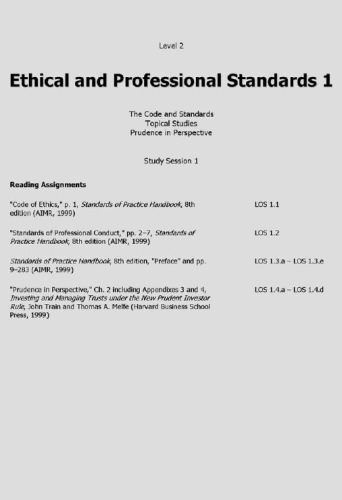 CFA program curriculum. Vol. 1 : Ethical and professional standards : Level 2 2012