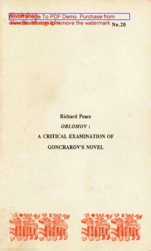 Oblomov : A сritical examination of Goncharov’s novel