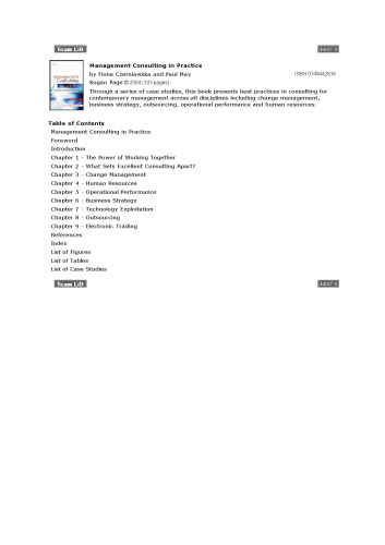 Management Consulting in Practice: A Casebook of International Best Practice