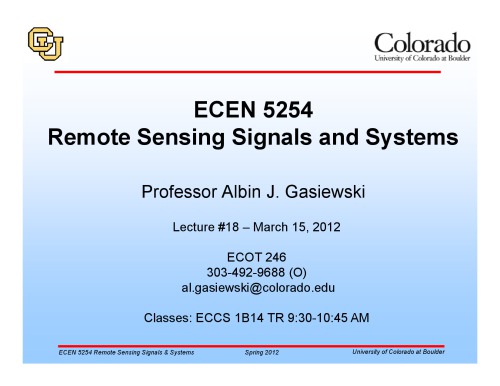 A J Gasiewski remote sensing course notes lecture18