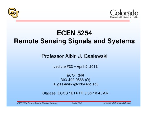 A J Gasiewski remote sensing course notes lecture22
