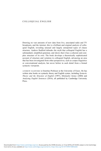 Colloquial English: Structure and Variation