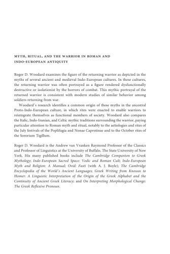 Myth, Ritual, and the Warrior in Roman and Indo-European Antiquity