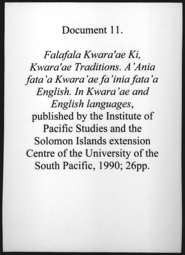 Falafala Kwaraʼae kī. Kwaraʼae traditions. ʼAnia fataʼa Kwaraʼae faʼinia fetaʼa English. In Kwaraʼae and English languages