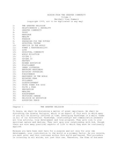 Wisdom from the Greater Community, Vol. 1: How to Live With Certainty, Strength & Wisdom in an Emerging World