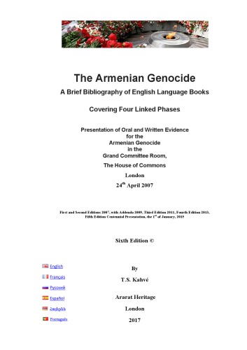 The Armenian Genocide : A Brief Bibliography of English Language Books Covering Four Linked Phases