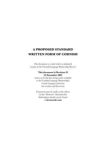 A proposed standard written form of Cornish