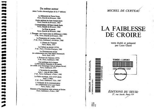 La faiblesse de croire