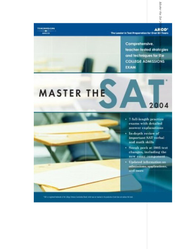 Master the SAT, 2004/e w/out CD-ROM (Academic Test Preparation Series)