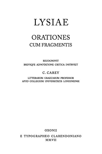 Lysiae Orationes cum fragmentis