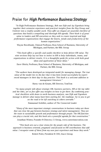 High Performance Business Strategy: Inspiring Success Through Effective Human Resource Management