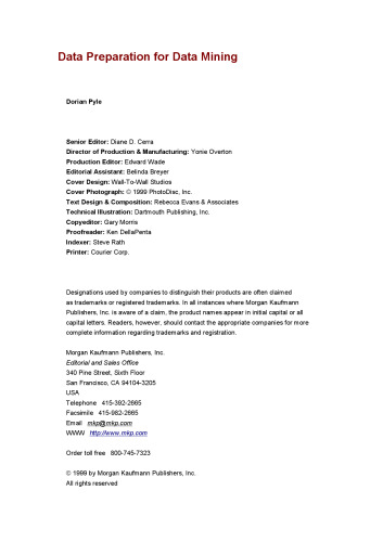 Data Preparation for Data Mining (The Morgan Kaufmann Series in Data Management Systems)