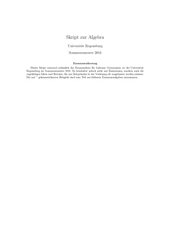 Skript zur Algebra