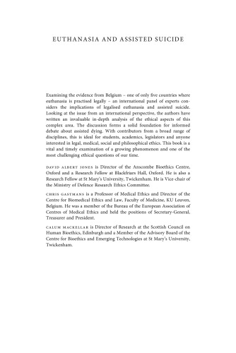 Euthanasia and Assisted Suicide: Lessons from Belgium