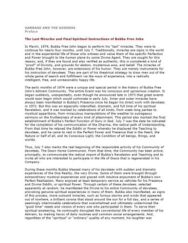 Garbage and the Goddess: The last miracles