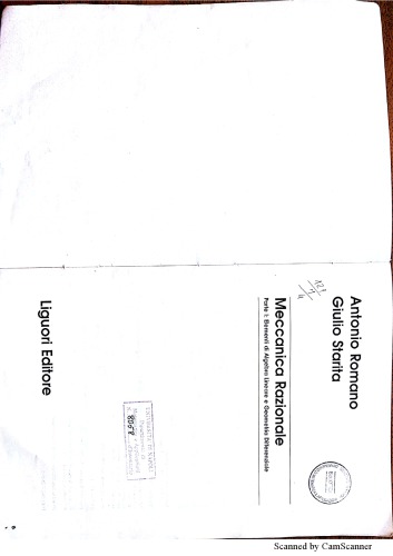 Meccanica Razionale (parte 1, el. di algebra lineare e geometria differenziale)