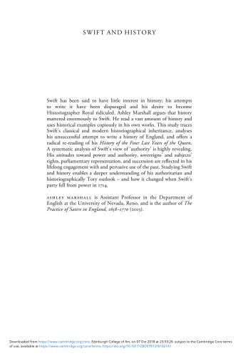 Swift and History : Politics and the English Past