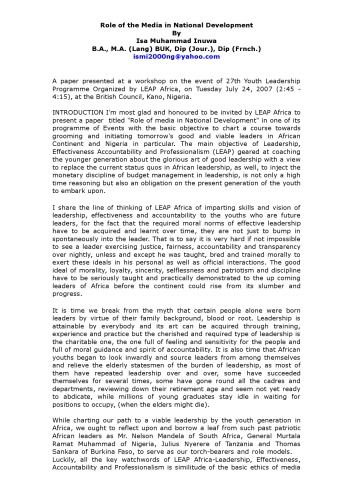 Role of the Media in National Development