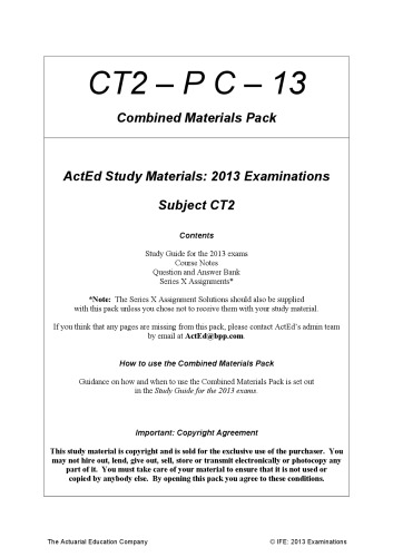 Actuarial Science - UK - CT2 Finance and Financial Reporting. Taken from twirpx