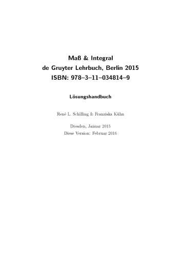 Maß und Integral - Lösungshandbuch
