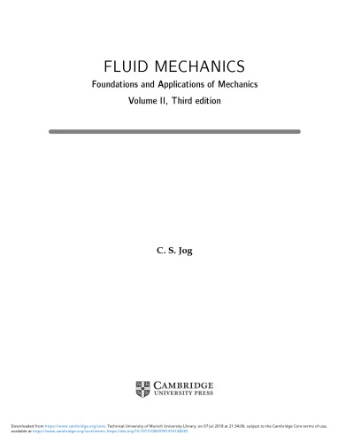 Foundations and Applications of Mechanics Volume II Fluid Mechanics