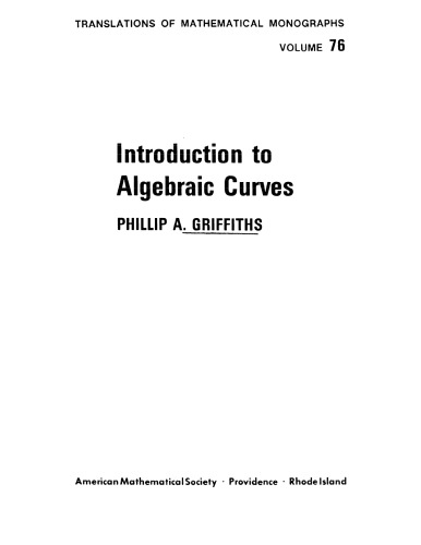 Introduction to Algebraic Curves