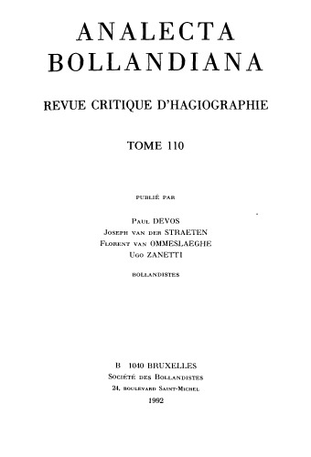 Analecta Bollandiana. Revue critique d’hagiographie