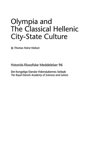 Olympia and the Classical Hellenic City-State Culture