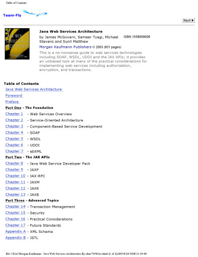 Java Web Services Architecture (The Morgan Kaufmann Series in Data Management Systems)