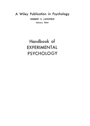 Handbook of Experimental Psychology