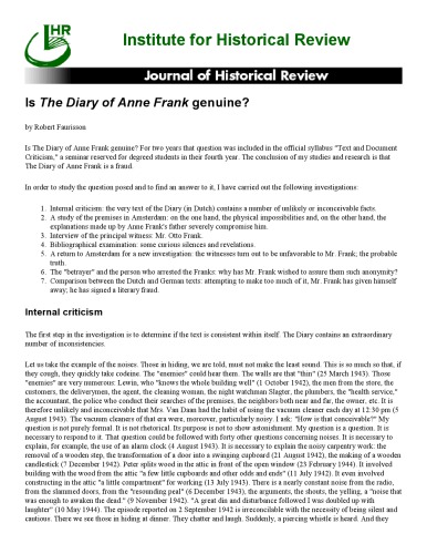 Is the Diary of Anne Frank genuine?