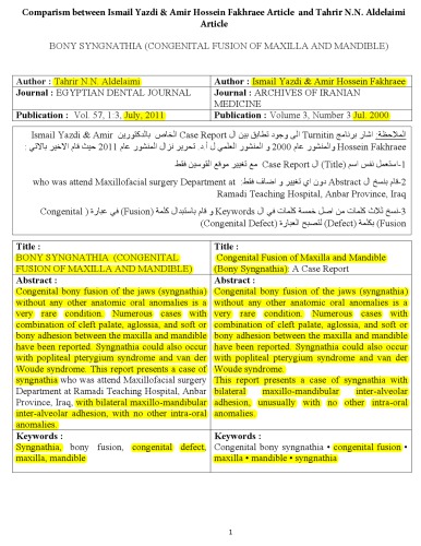 Direct plagiarism by Tahrir N. Aldelaimi (Dean of Dentistry College / Anbar University) 1