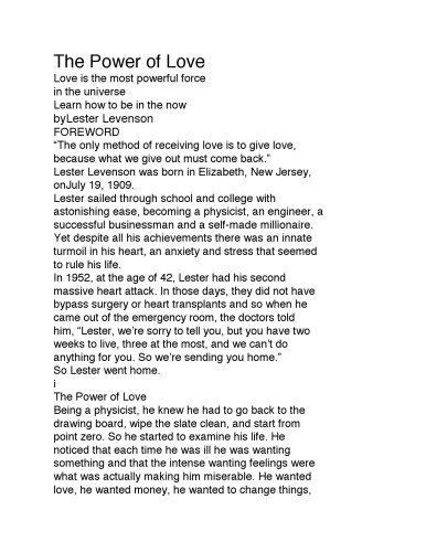 The Power Of Love: Learn How To Be In The Now