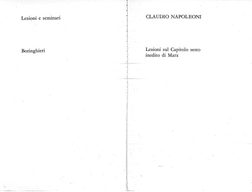 Lezioni sul capitolo sesto inedito di Marx