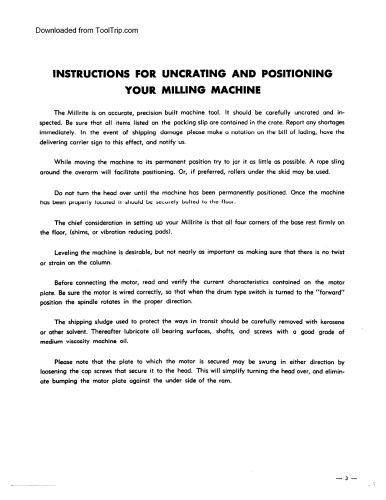 Burke Millrite MV-1 Milling machine manual