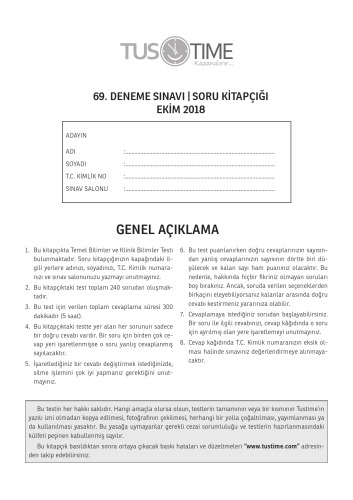 69.Tus Deneme Sınav Kitapçığı (Cevaplı Açıklamalı)